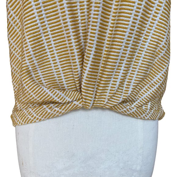 Anthropologie W5 Mustard Cream Striped Twist Bottom Top Blouse-L - Picture 2 of 10